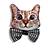 chen / bedruckte Stoff-Brosche Motiv „Miezekatze“ / 15 €